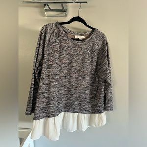 Loft XL textured mixed media blouse